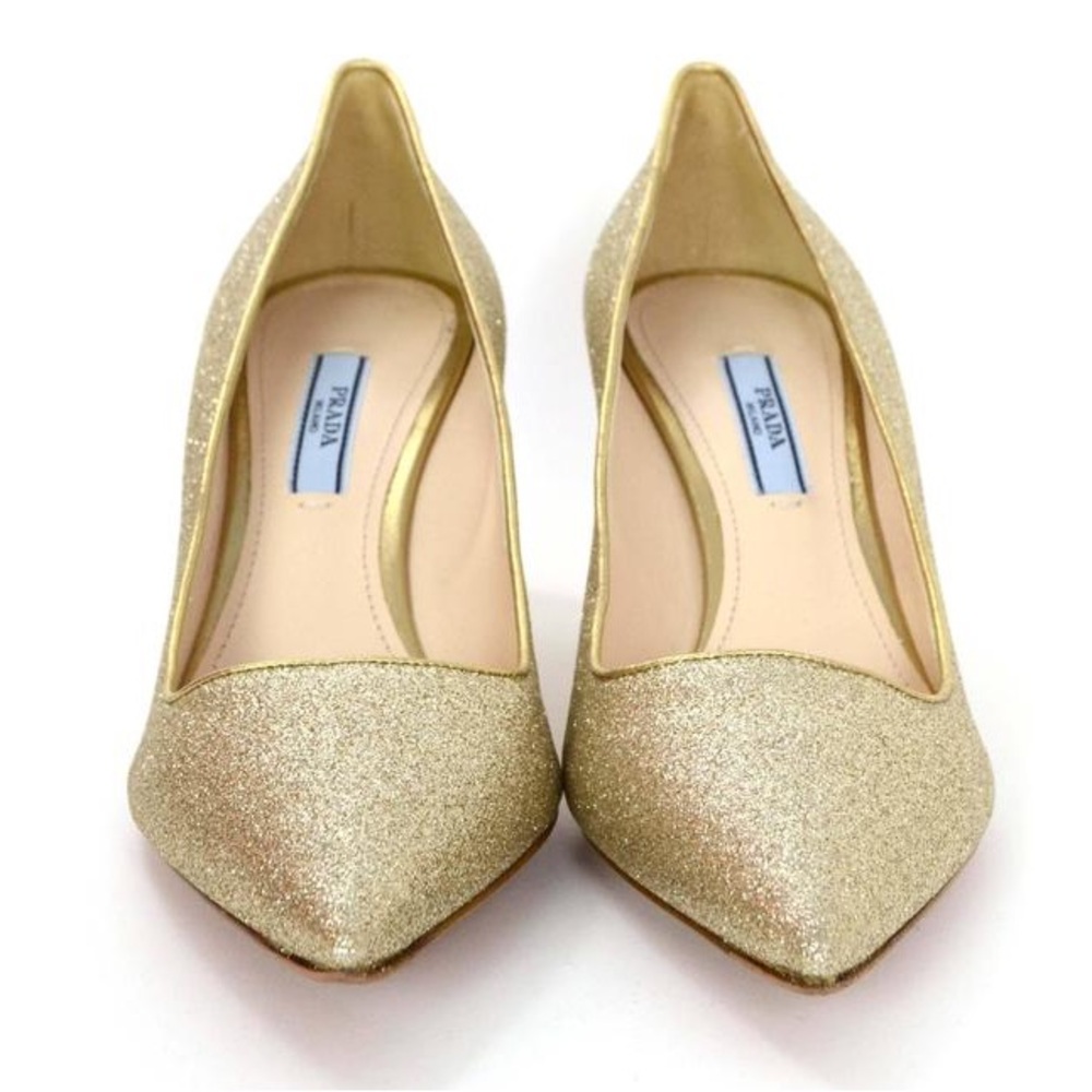 Prada Shimmering Gold Pointed Heels